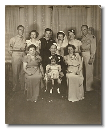 Rosenbaum, Ruth and David Blum wedding group 1944